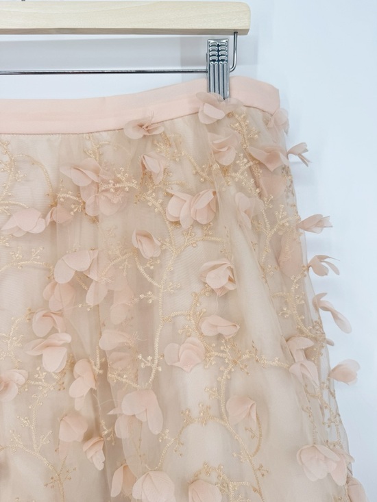 Anthropologie Eva Franco Fluttered Fete Midi Skirt Tulle Blush Floral Size 14 - Picture 3 of 8